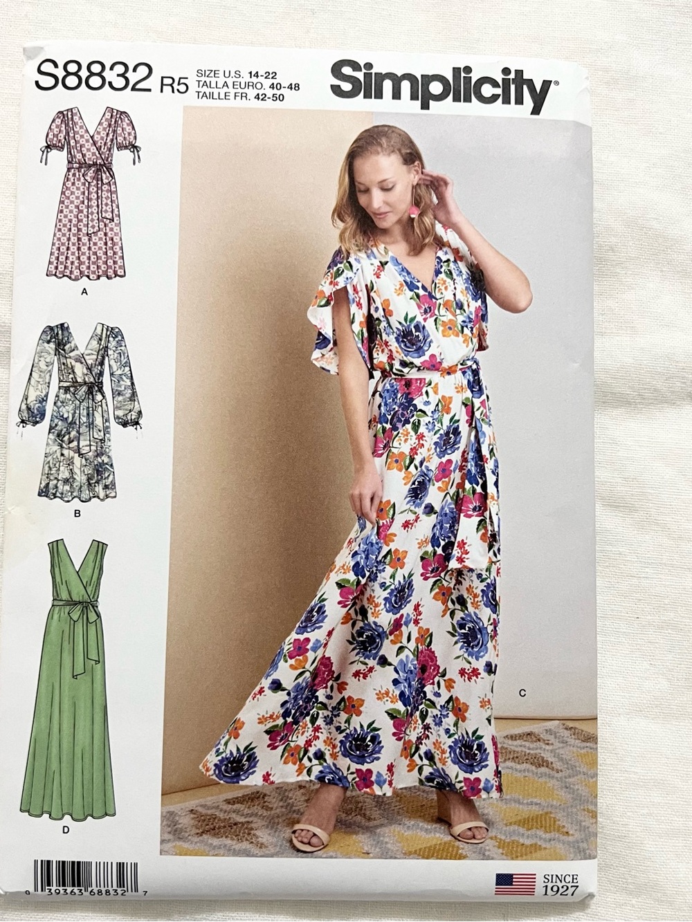 Simplicity S8832 Misses Wrap Dress Maxi Midi Sewing Pattern Size 14-22